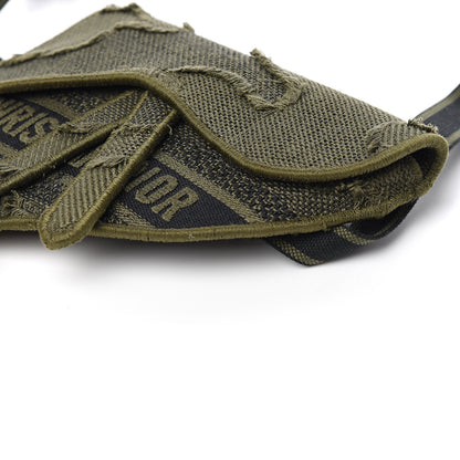 Christian Dior Canvas Embroidered Camouflage Saddle Belt Bag Green 8 of 9