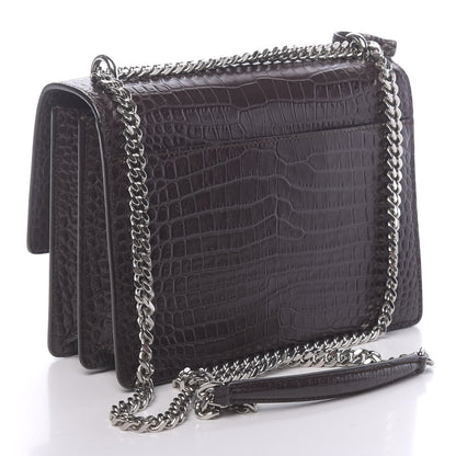 Saint Laurent Calfskin Crocodile Embossed Monogram Sunset Brown 2 of 8