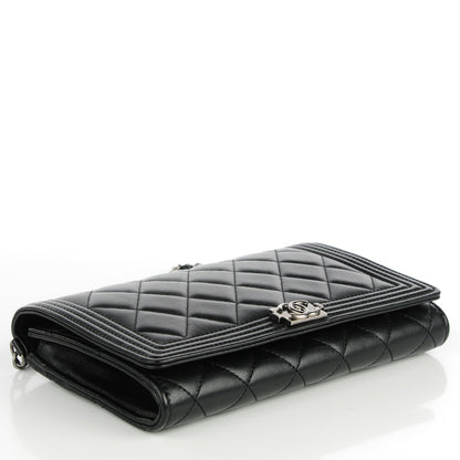 Chanel Lambskin Quilted Boy Wallet On Removable Chain WOC Black 4 of 9