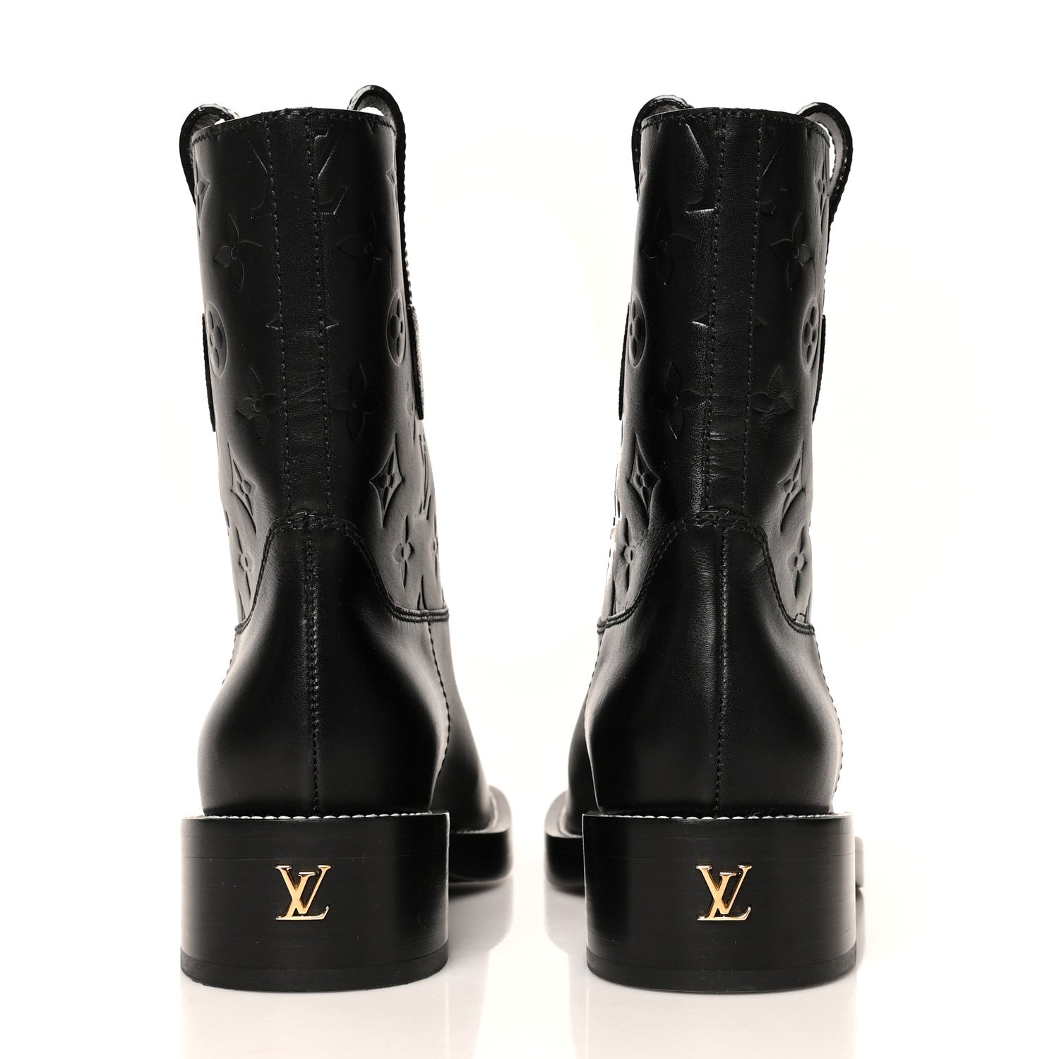 Louis Vuitton Calfskin Monogram Downtown Ankle Boots 38 Black 5 of 9