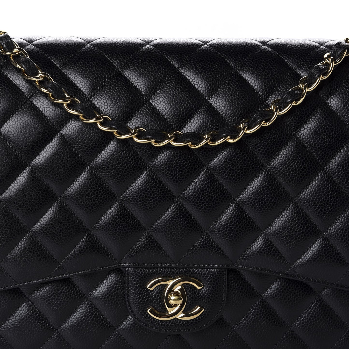 Caviar Quilted Maxi Double Flap Black