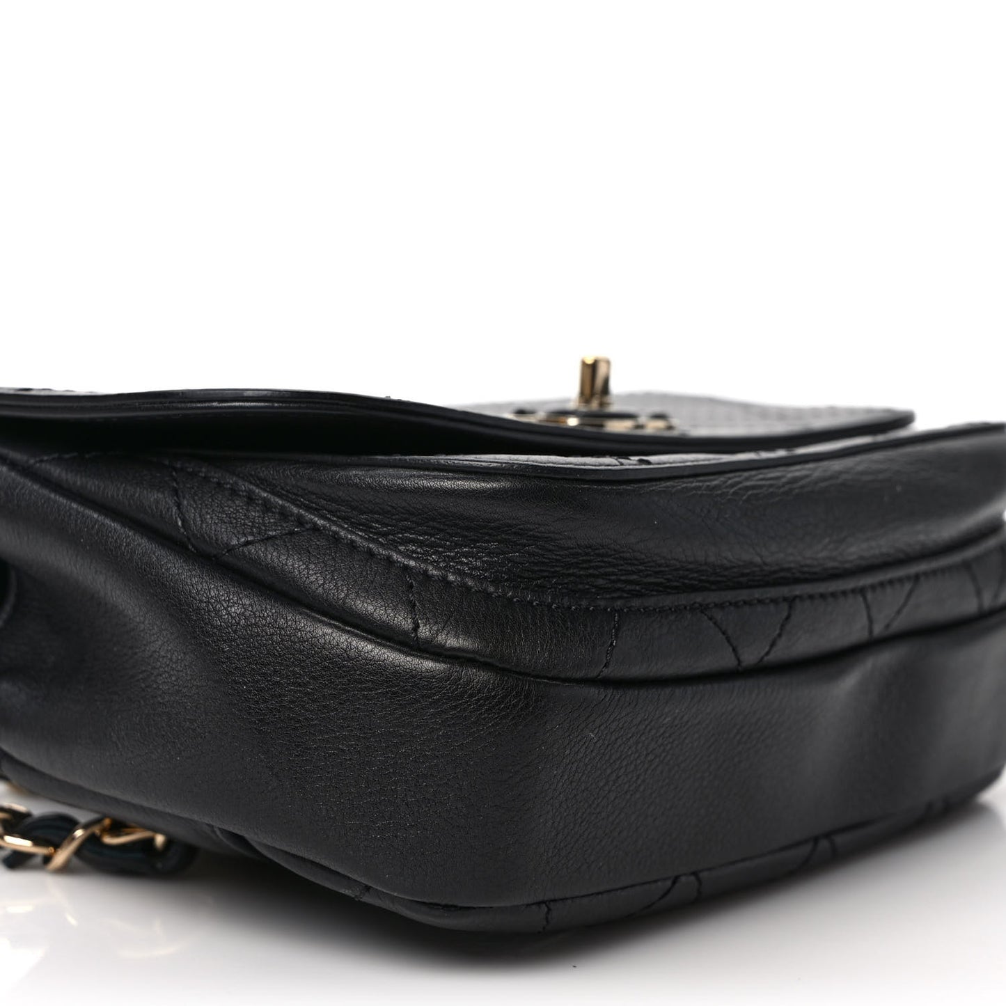 Calfskin Stitched Coco Curve Waist Bag Black