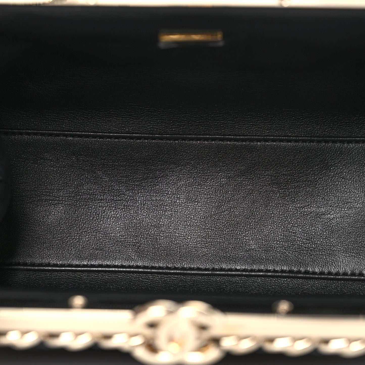 Lambskin Quilted Chain Frame Clutch Black