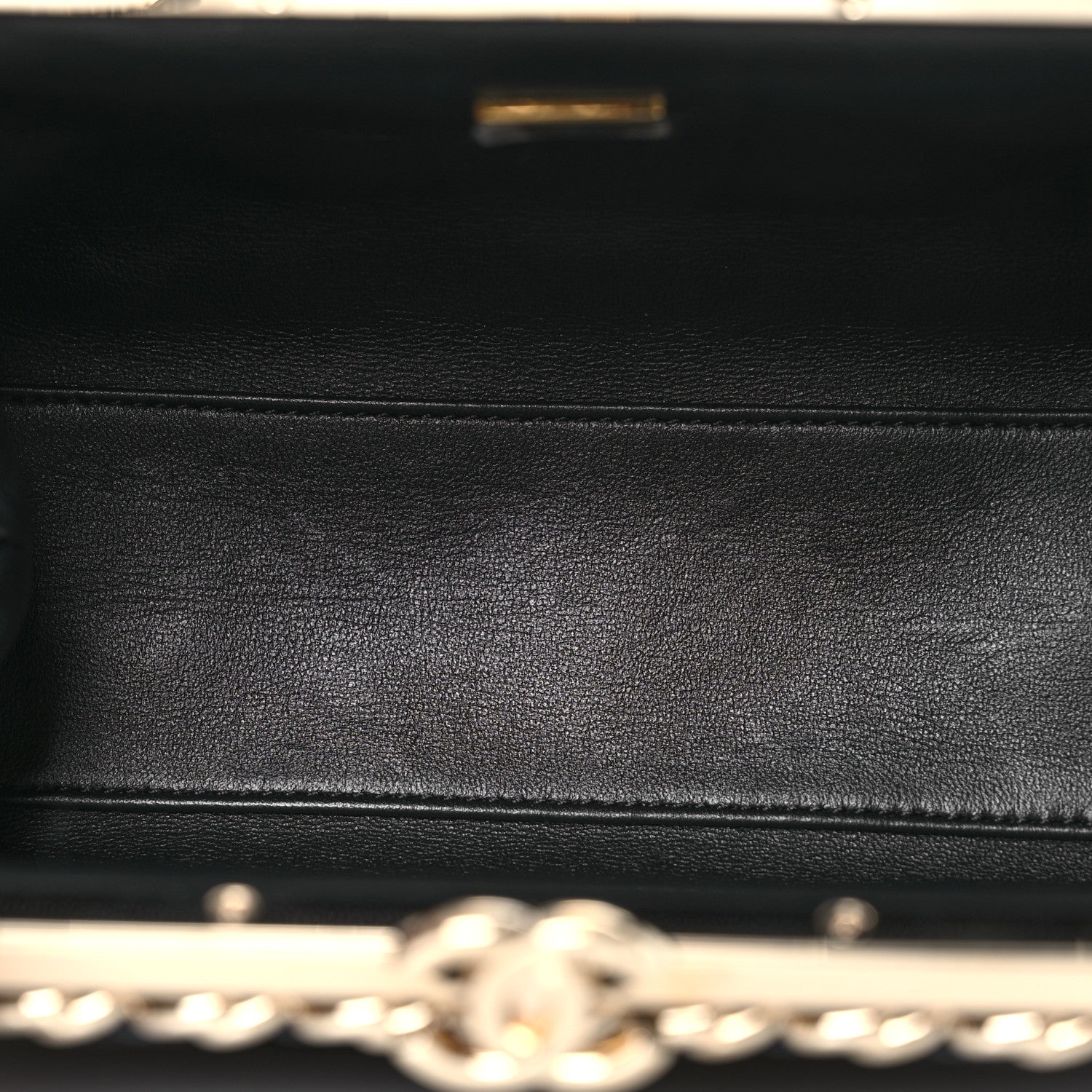 Chanel Lambskin Quilted Chain Frame Clutch Black 5 of 10