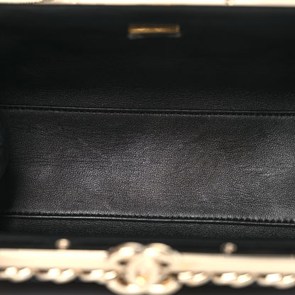 Chanel Lambskin Quilted Chain Frame Clutch Black 5 of 10