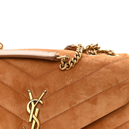 Saint Laurent Suede Calfskin Y Quilted Monogram Small Loulou Chain Satchel Cinnamon 15 of 17