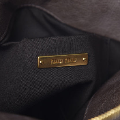 Miu Miu Vitello Lux Bow Bag Satchel Fumo 8 of 10