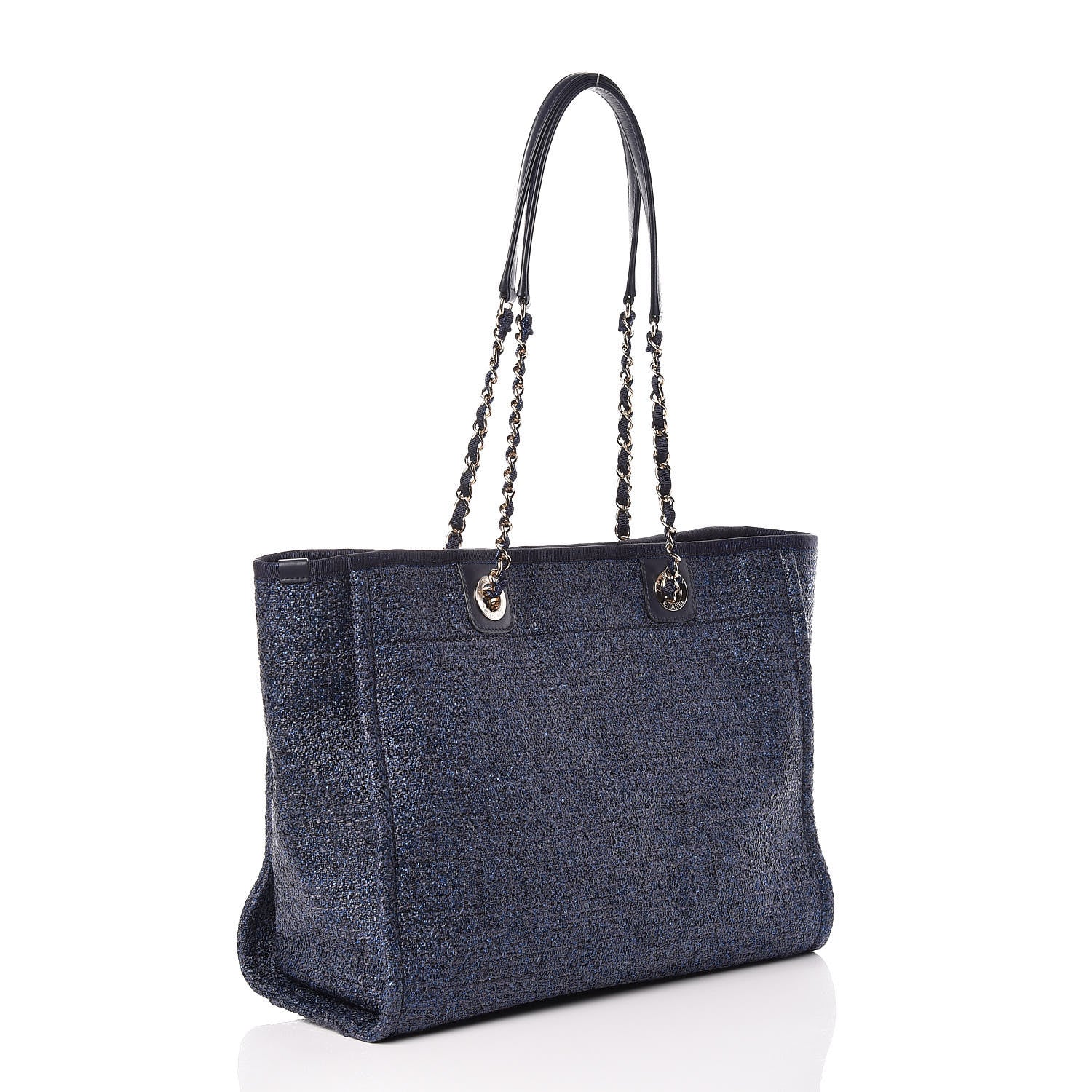 Chanel Lurex Boucle Small Deauville Tote Blue 3 of 10