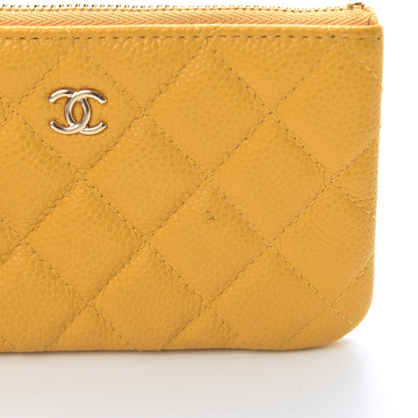 Caviar Quilted Small Pouch Yellow