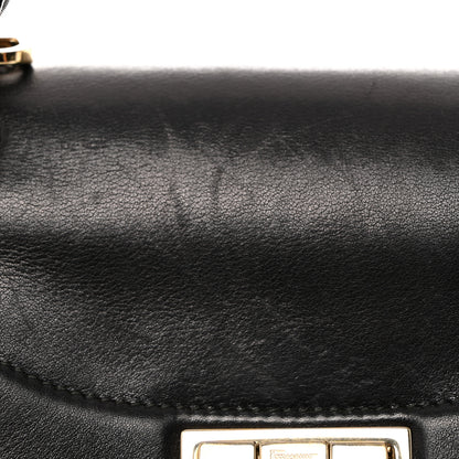 Salvatore Ferragamo Calfskin Sofia Rainbow Top Handle Bag Black 11 of 17