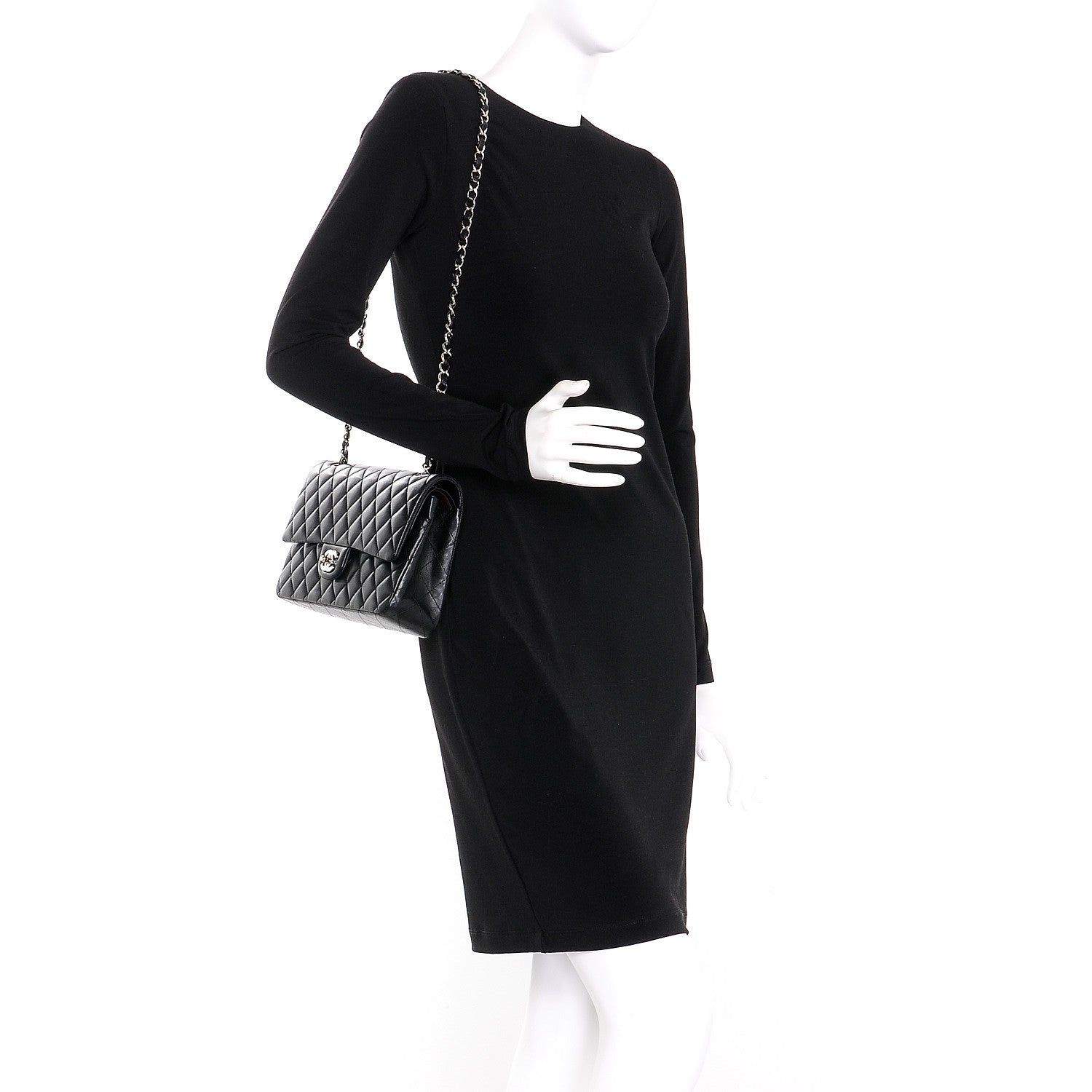 Chanel Lambskin Quilted Medium Double Flap Black 2 of 8