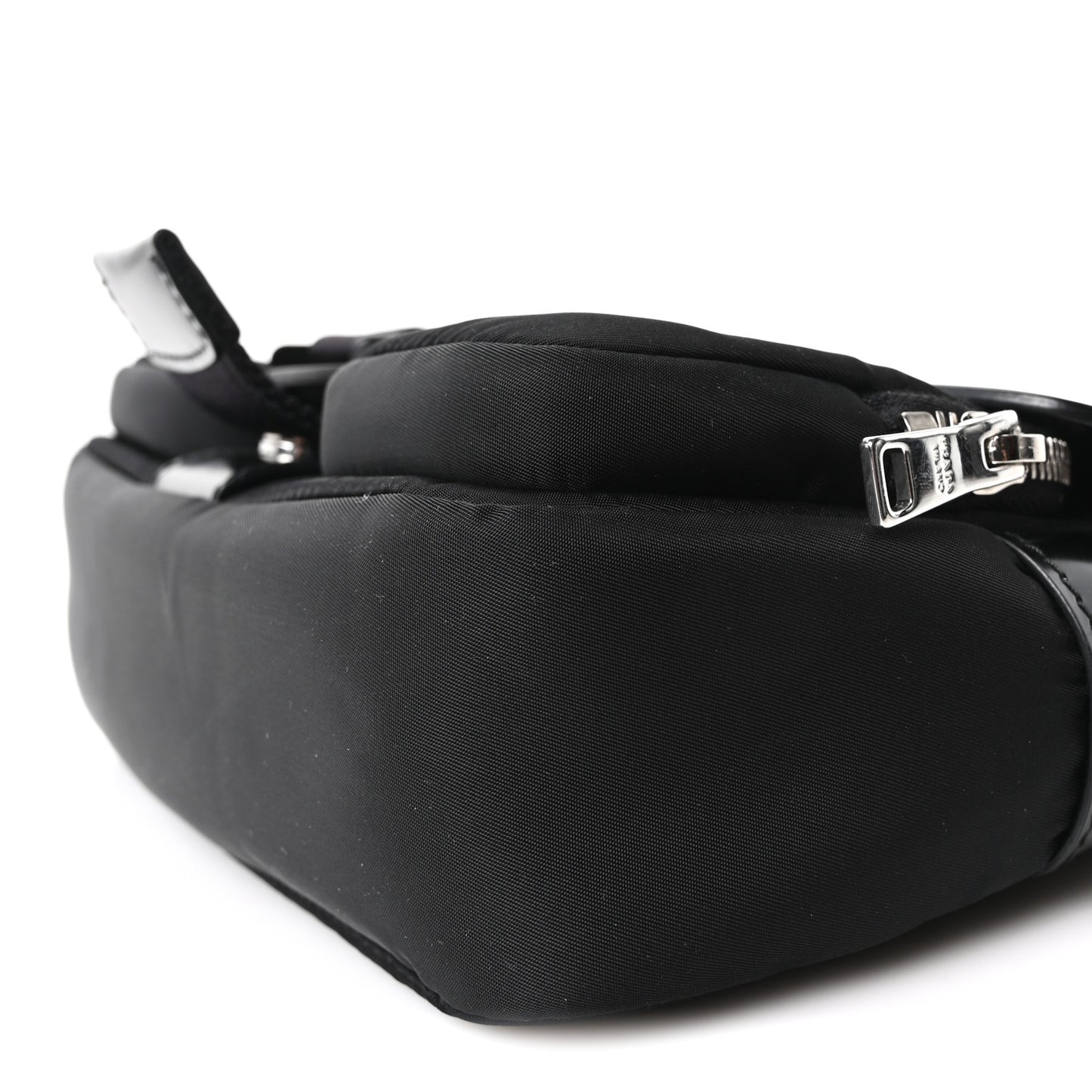 Re-Nylon Spazzolato Double Pocket Buckle Shoulder Bag Black