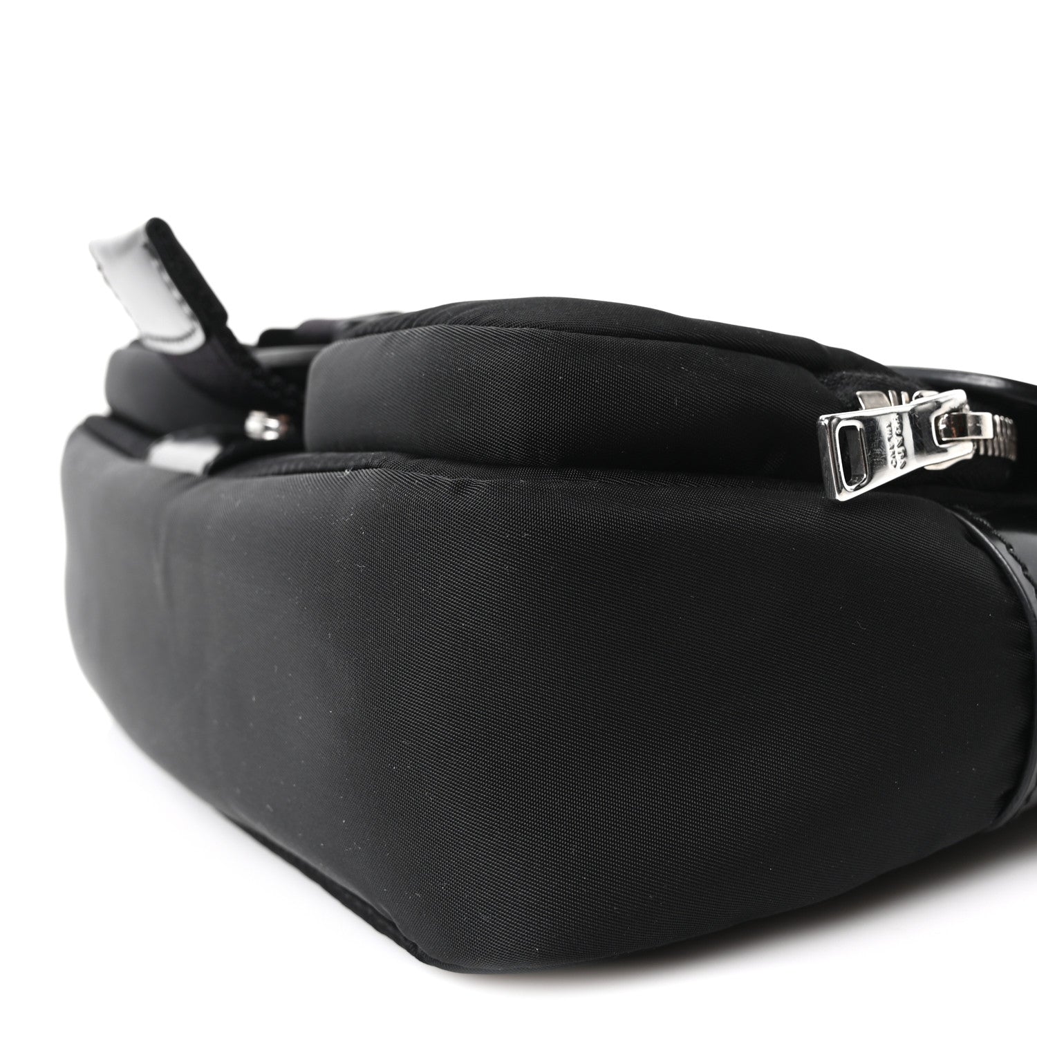 Prada Re-Nylon Spazzolato Double Pocket Buckle Shoulder Bag Black 10 of 10