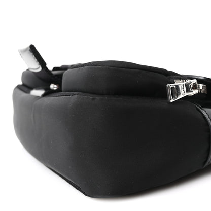 Prada Re-Nylon Spazzolato Double Pocket Buckle Shoulder Bag Black 10 of 10