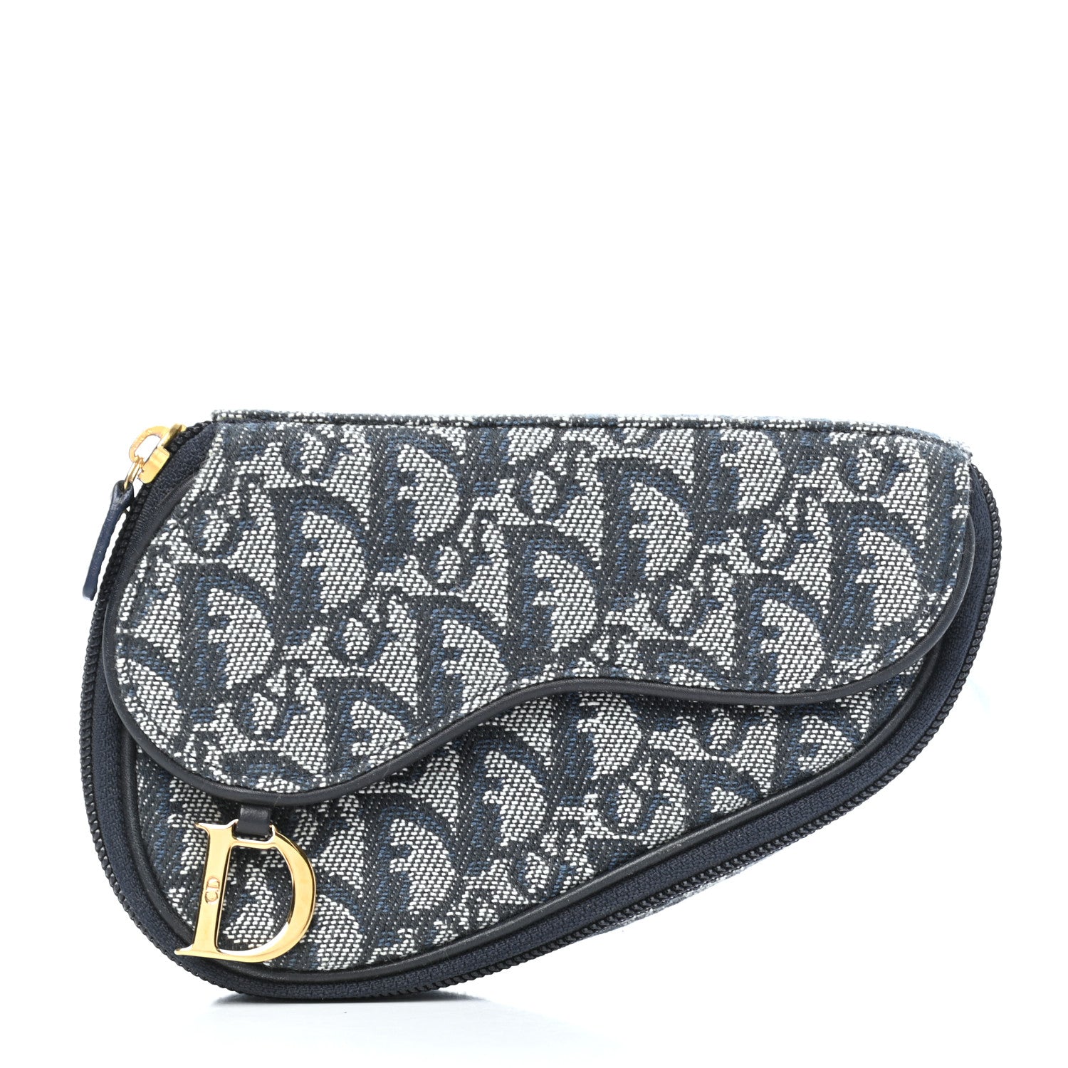 Christian Dior Monogram Mini Saddle Zip Pouch Navy Blue 1 of 8