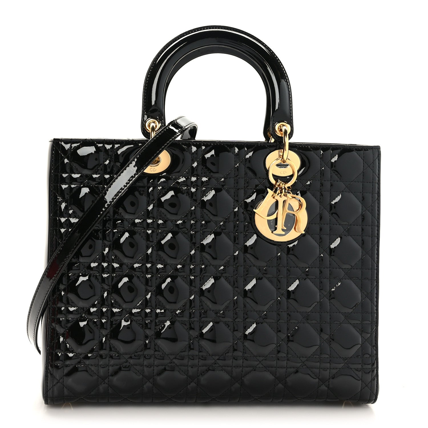 Christian Dior Patent Cannage Large Lady Dior Black 1 of 9