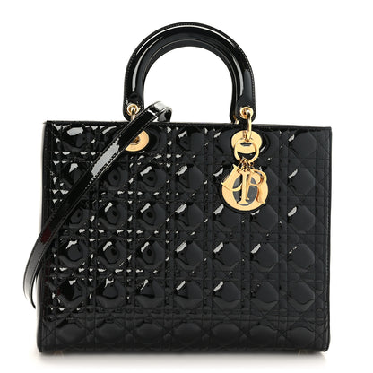 Christian Dior Patent Cannage Large Lady Dior Black 1 of 9