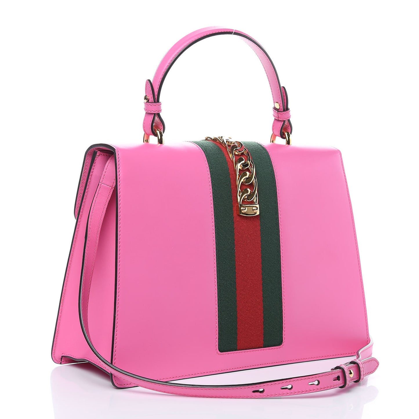 Vitello Fontanella Web Medium Sylvie Top Handle Bag Pink Tropical Flower
