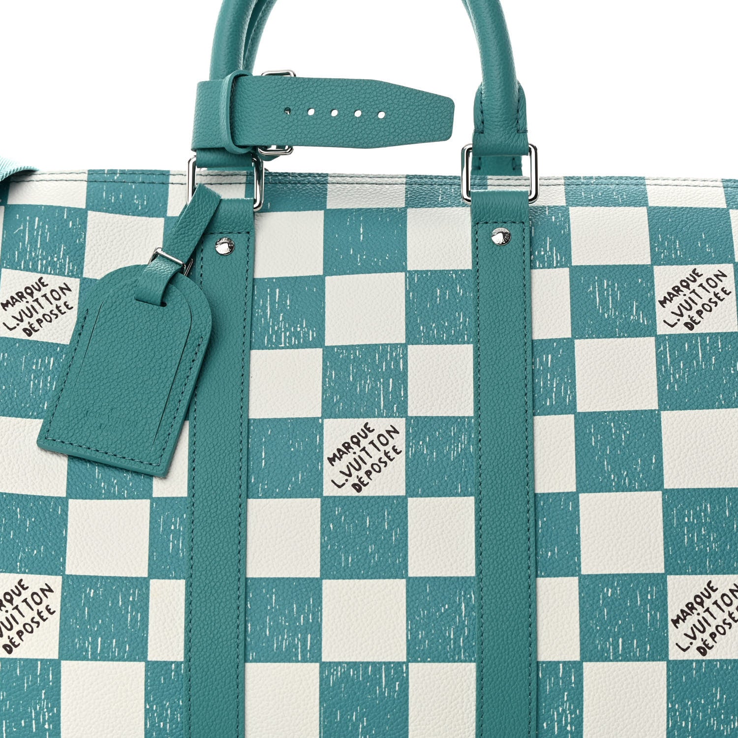 Louis Vuitton Calfskin Damier Keepall Bandouliere 45 Teal 6 of 11