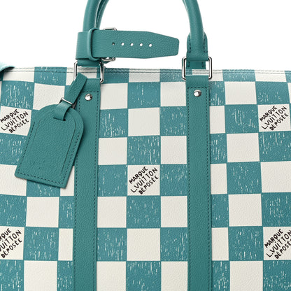 Louis Vuitton Calfskin Damier Keepall Bandouliere 45 Teal 6 of 11