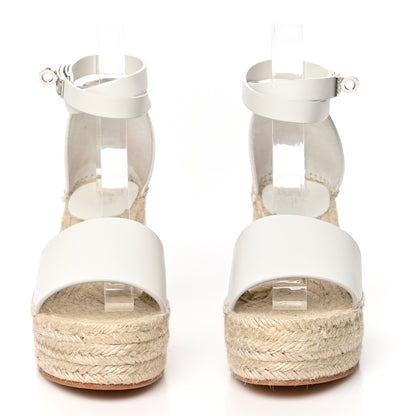 Hermes Calfskin Tipoli Espadrille Wedges 37 White 2 of 10