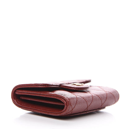 Chanel Caviar Quilted Flap Card Holder Wallet Dark Red 3 of 8