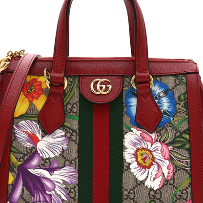 Gucci GG Supreme Monogram Flora Web Small Ophidia Tote Bag Red 9 of 11