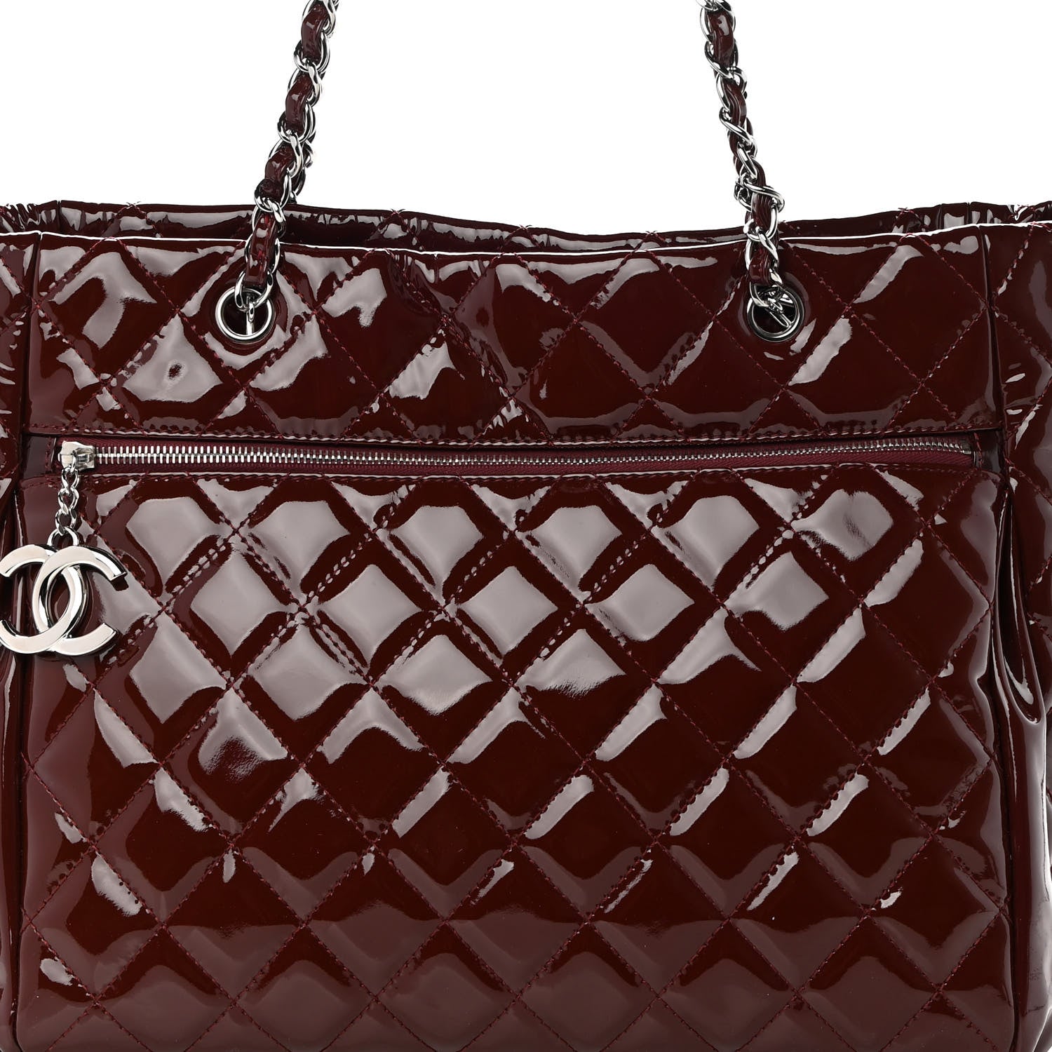 Chanel Patent Quilted Large Chic and Glitter Tote Dark Red 8 of 11