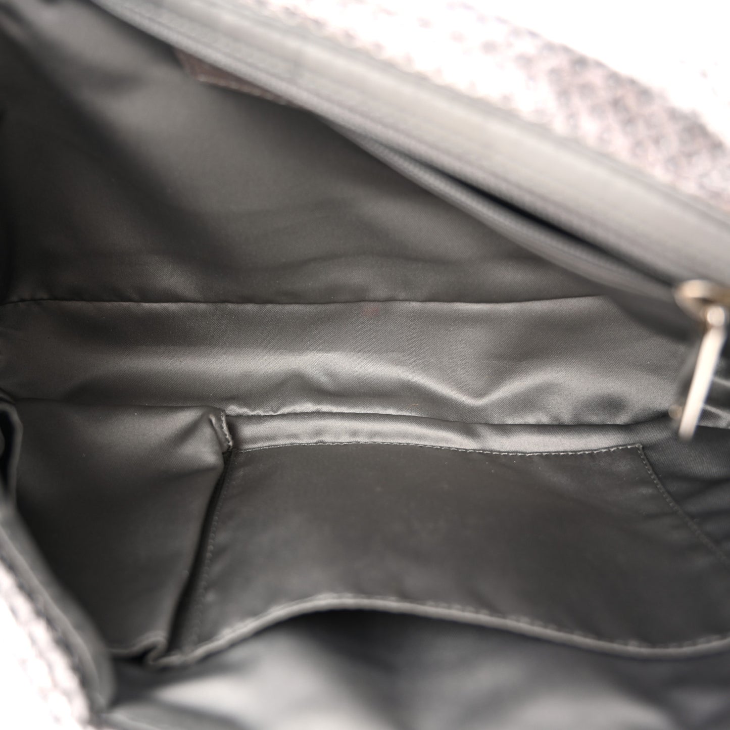 Metallic Crackled Calfskin Perforated Drill Flap Bronze