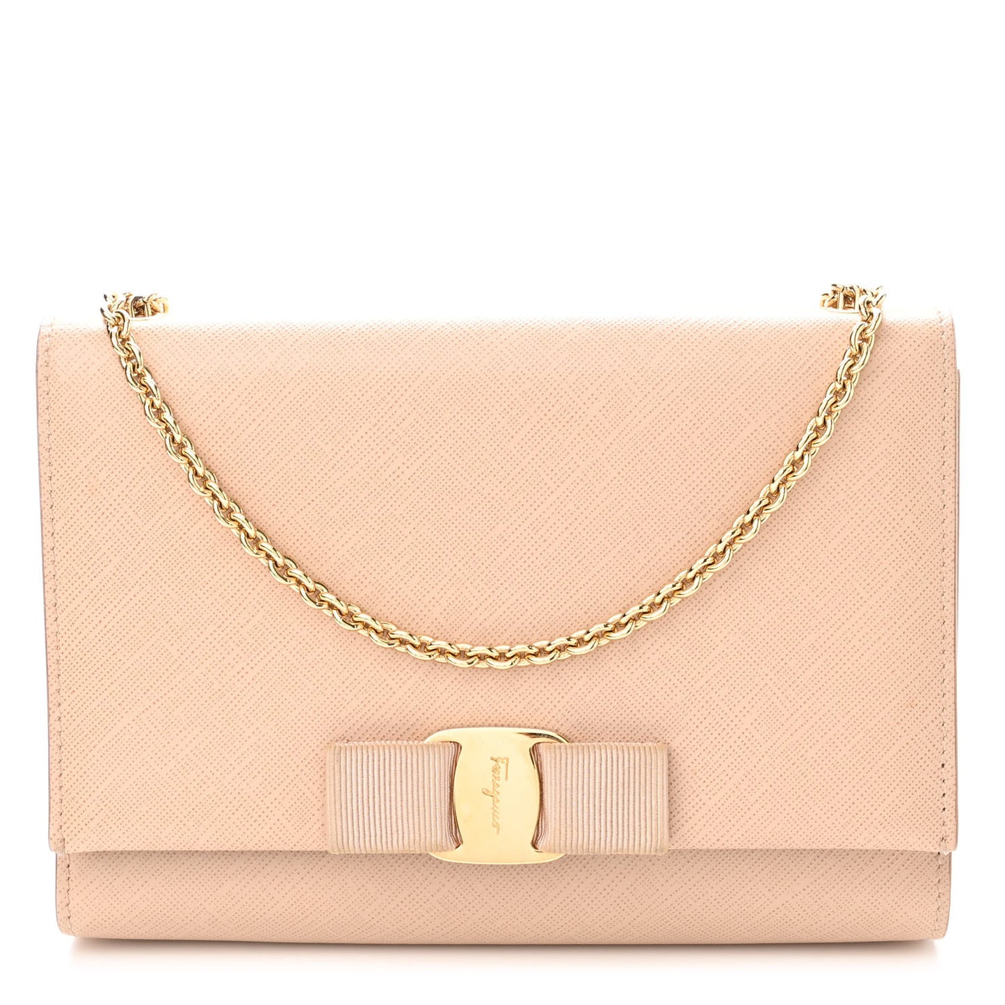 Hammered Calfskin Mini Miss Vara Bow Chain Bag New Bisque