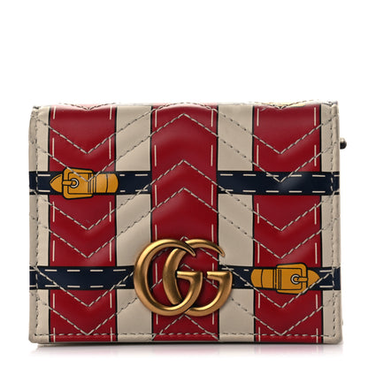 Gucci Calfskin Matelasse Trompe L'Oeil Print GG Marmont Card Case Wallet Off White 1 of 7