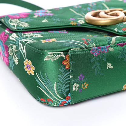 Gucci Jacquard Matelasse Floral Medium GG Marmont Shoulder Bag Green 8 of 10