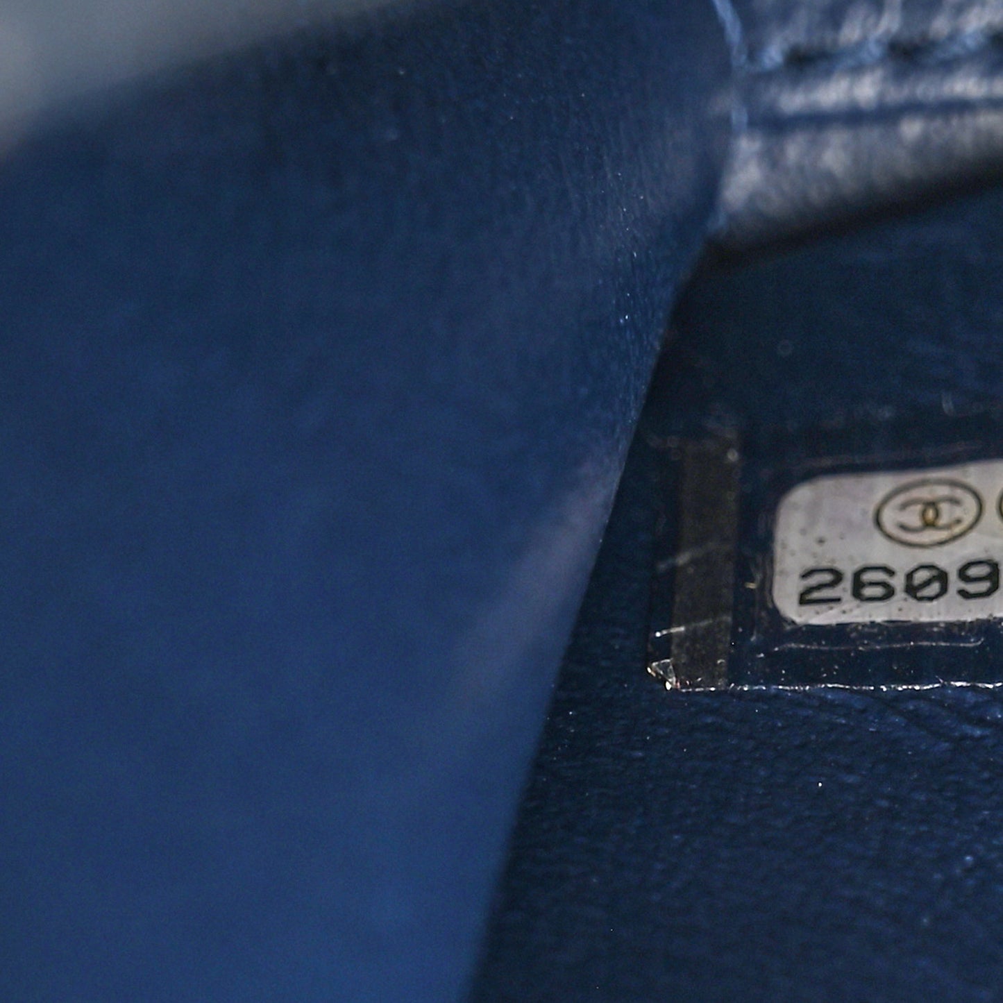 Tweed Snakeskin Quilted Small CC Filigree Vanity Case Navy Multicolor