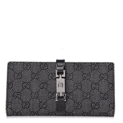 Gucci Denim Calfskin Monogram Blake Continental Wallet Black 1 of 8