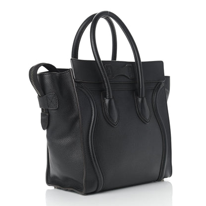 Celine Drummed Calfskin Micro Luggage Black 3 of 11