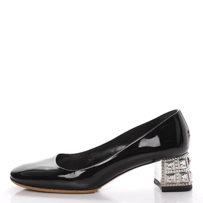 Miu Miu Patent Crystal Heel Pumps 37 Black 1 of 13