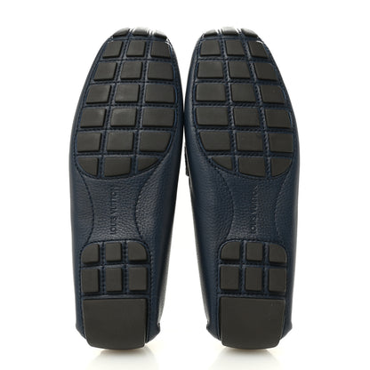Louis Vuitton Grained Calfskin Mens Monte Carlo Car Shoe Moccasin Loafers 9 Blue 6 of 11