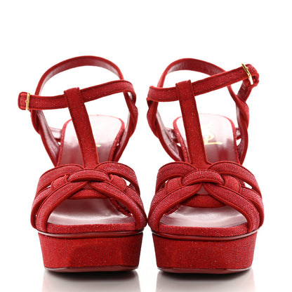 Saint Laurent Suede Quartz Tribute 75 Platform Sandals 38 Lipstick 2 of 9
