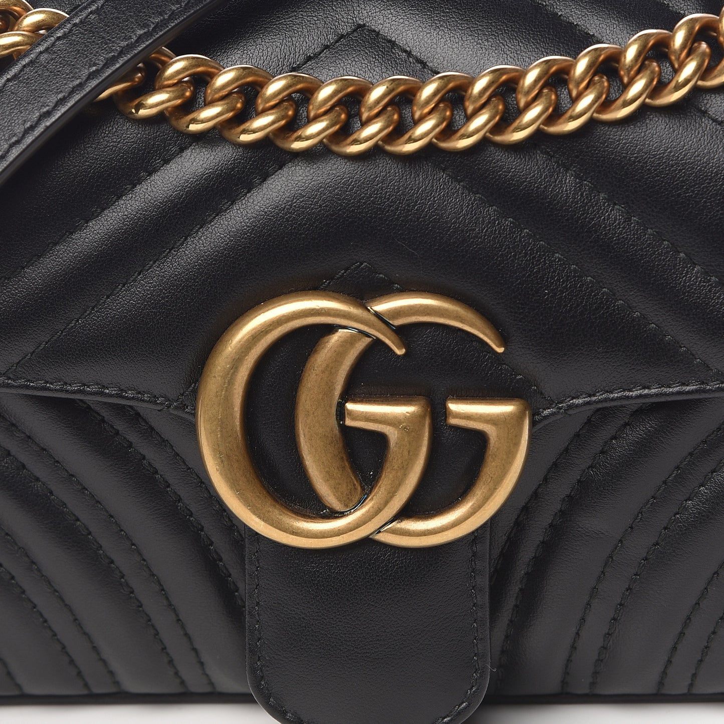 Calfskin Matelasse Mini GG Marmont Shoulder Bag Black