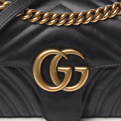 Gucci Calfskin Matelasse Mini GG Marmont Shoulder Bag Black 12 of 12