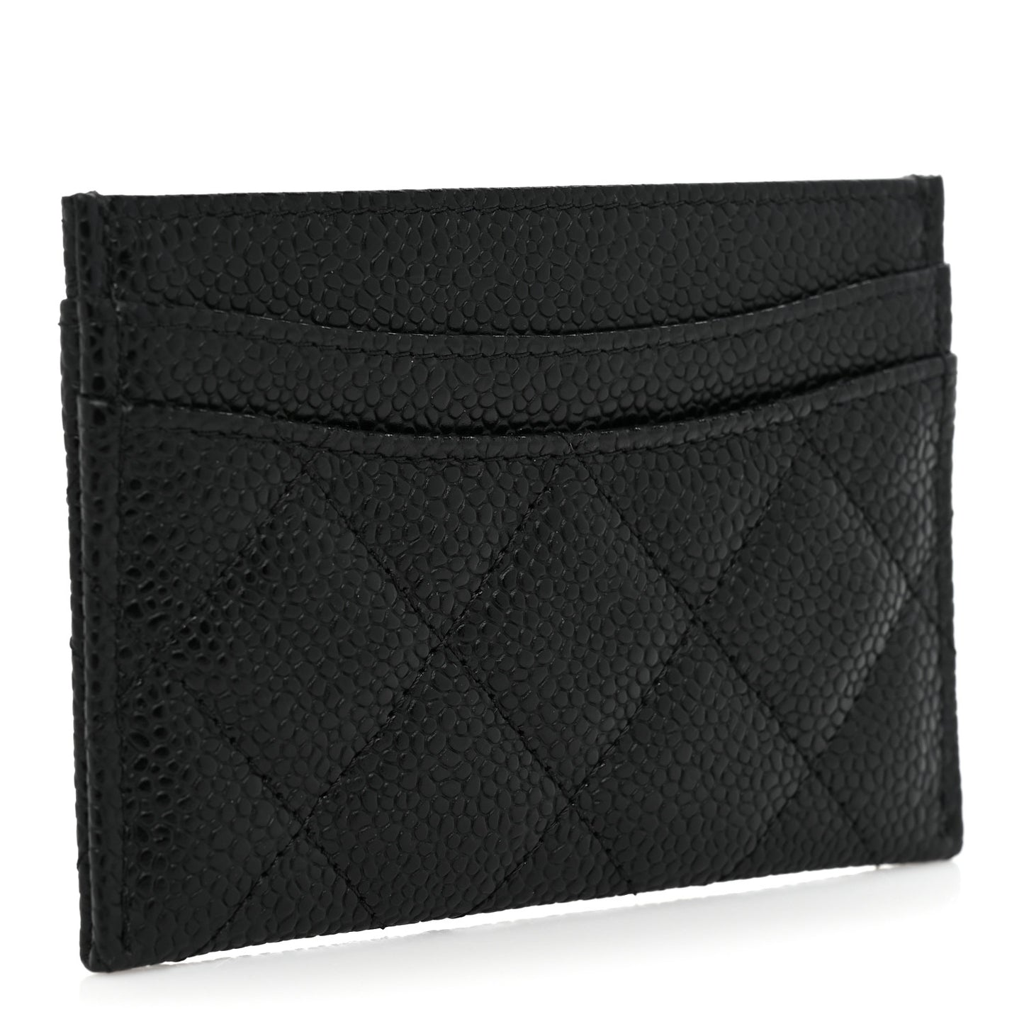Caviar Quilted Card Holder Black