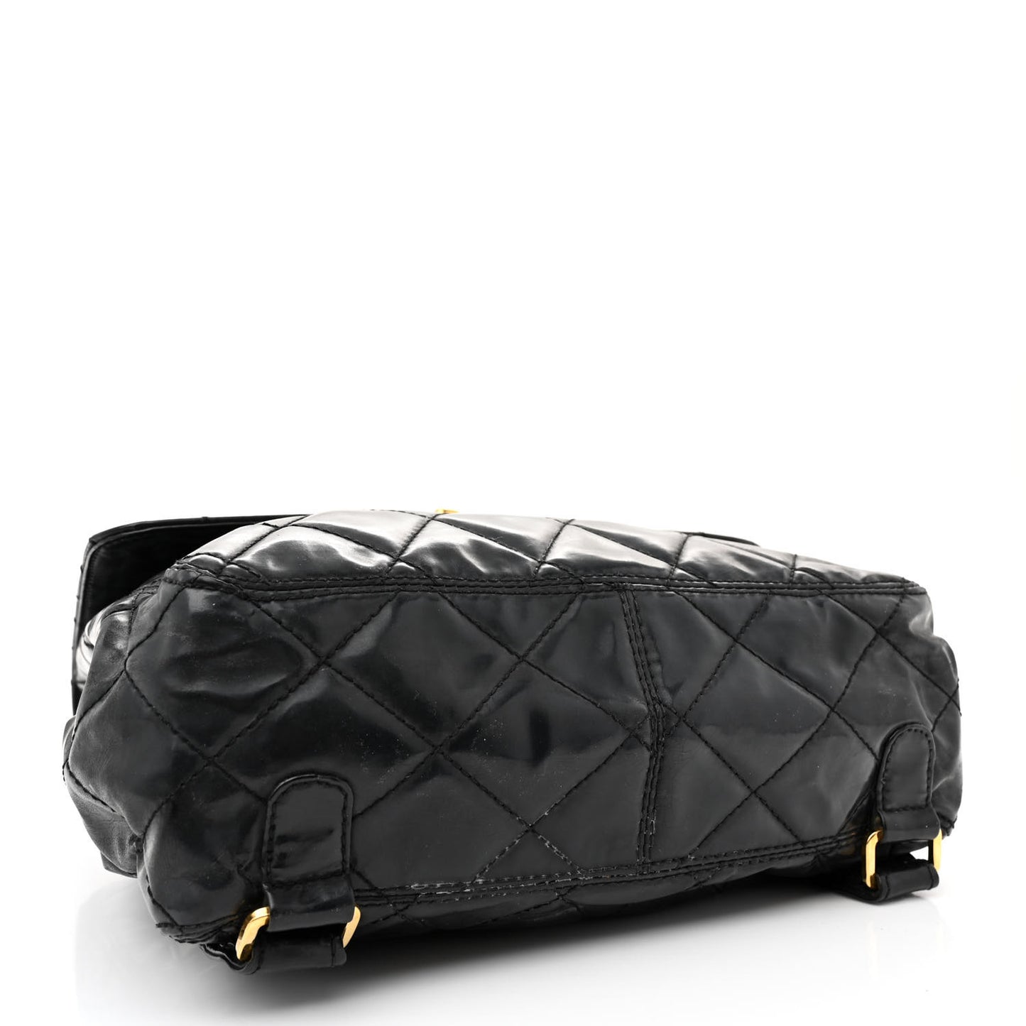 Patent Quilted Backpack Black