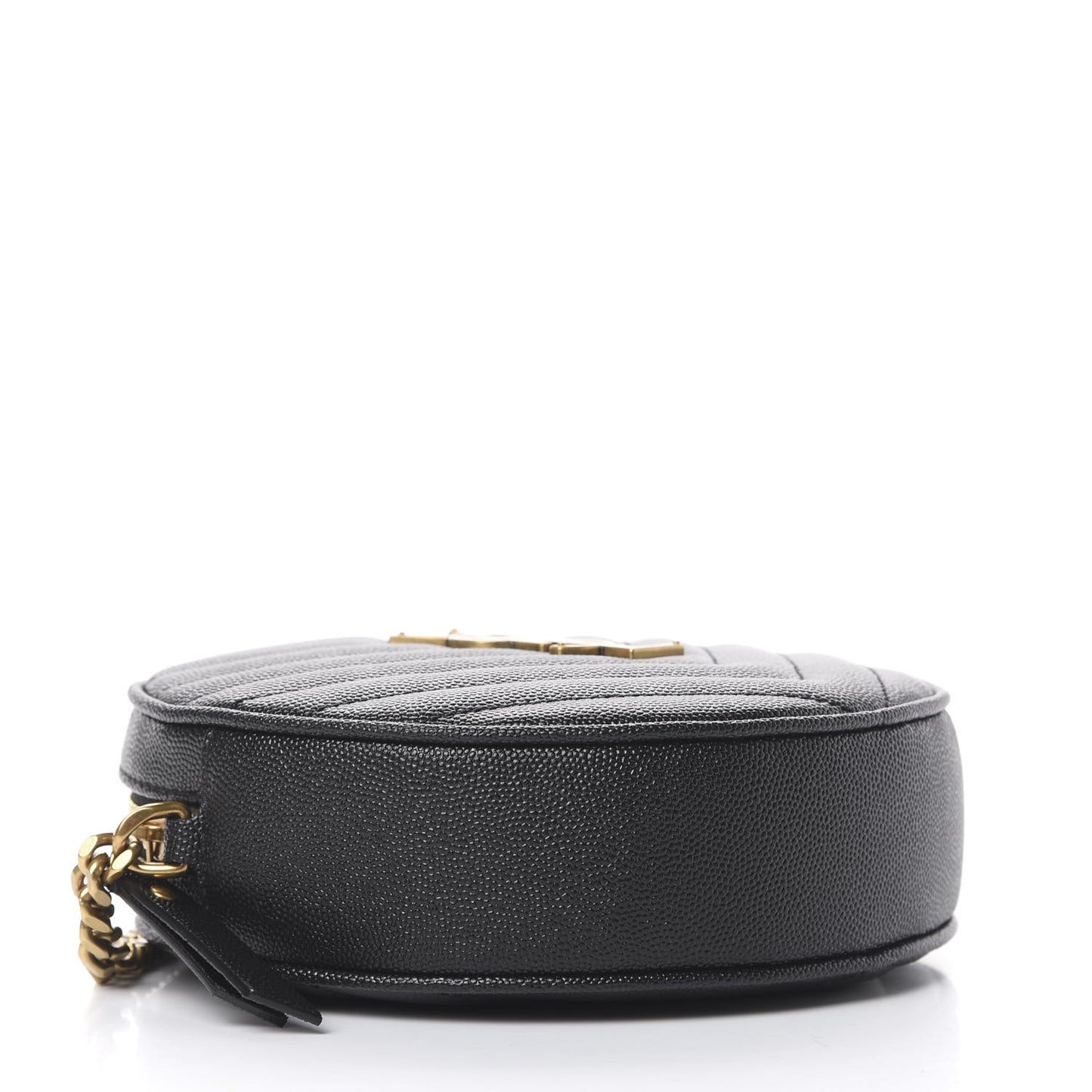 Grain De Poudre Matelasse Chevron Quilted Round Vinyle Camera Bag Black