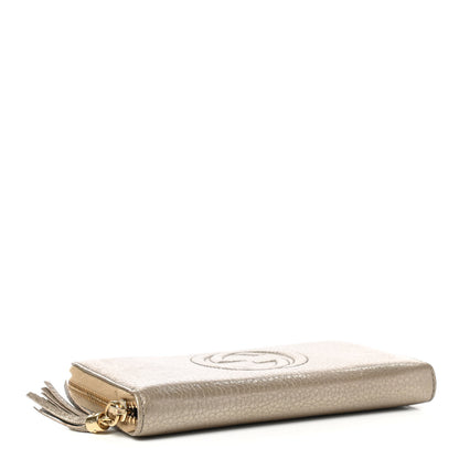 Gucci Metallic Pebbled Calfskin Soho Zip Around Wallet Golden Beige 4 of 7