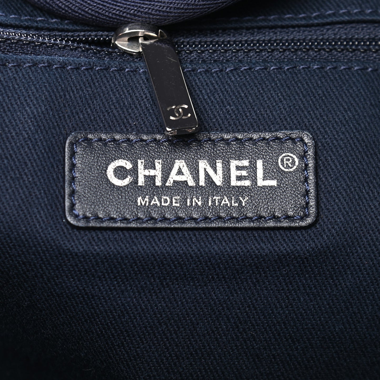 Denim Large Deauville Tote Blue Orange