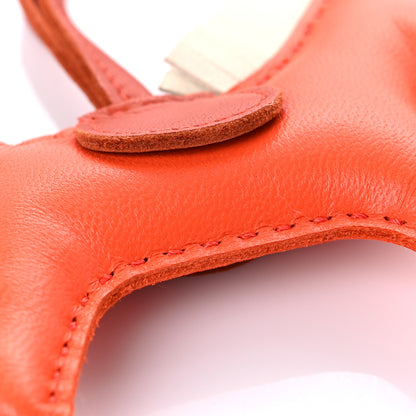 Hermes Milo Lambskin Grigri Rodeo Horse Bag Charm PM Orange Poppy Craie Terre Battue 3 of 4