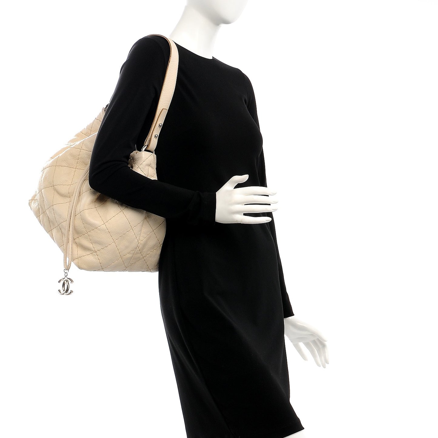Glazed Calfskin On The Road Drawstring Tote Ivory