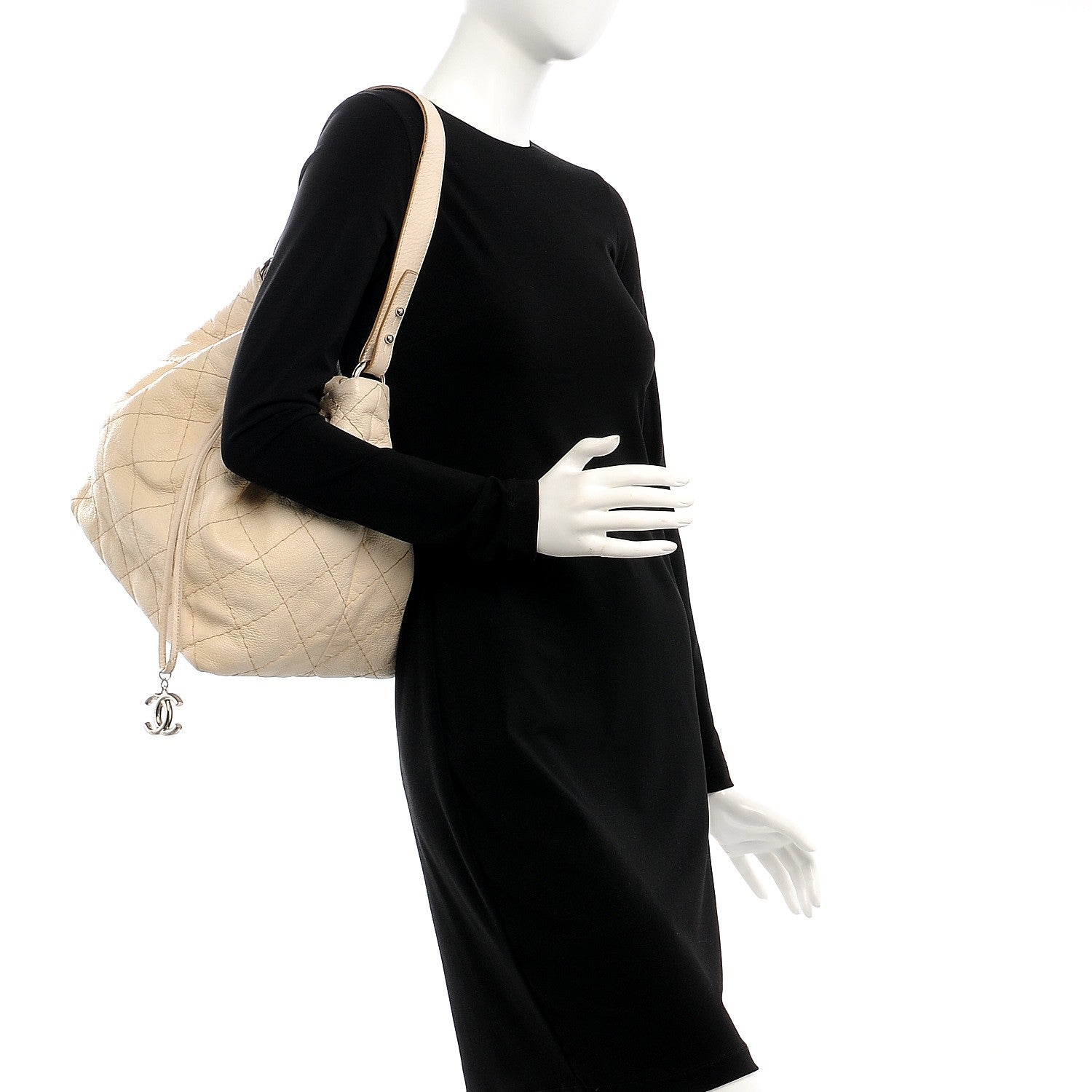 Chanel Glazed Calfskin On The Road Drawstring Tote Ivory 2 of 11