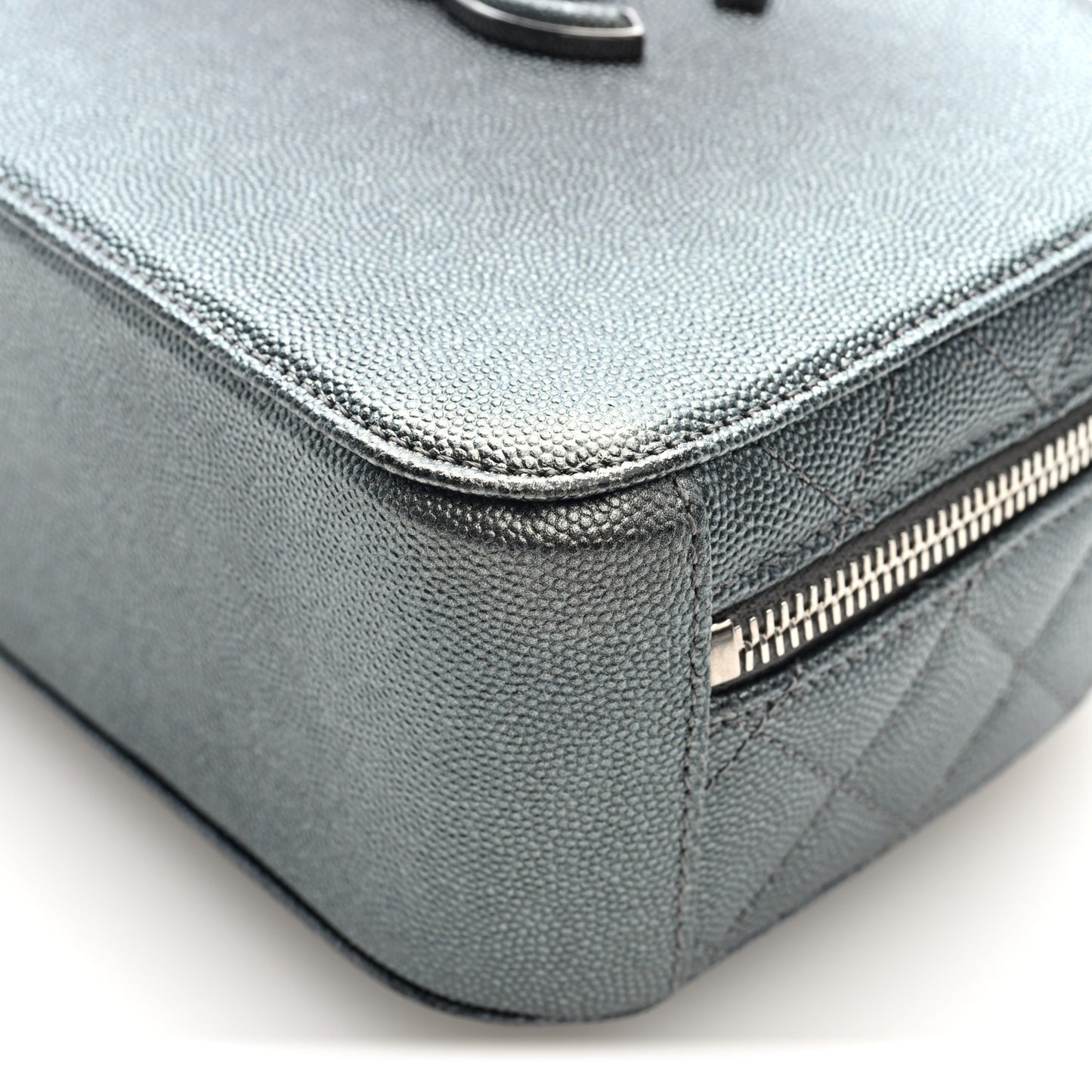 Metallic Caviar Small Coco Curve Vanity Bag Black Ruthenium