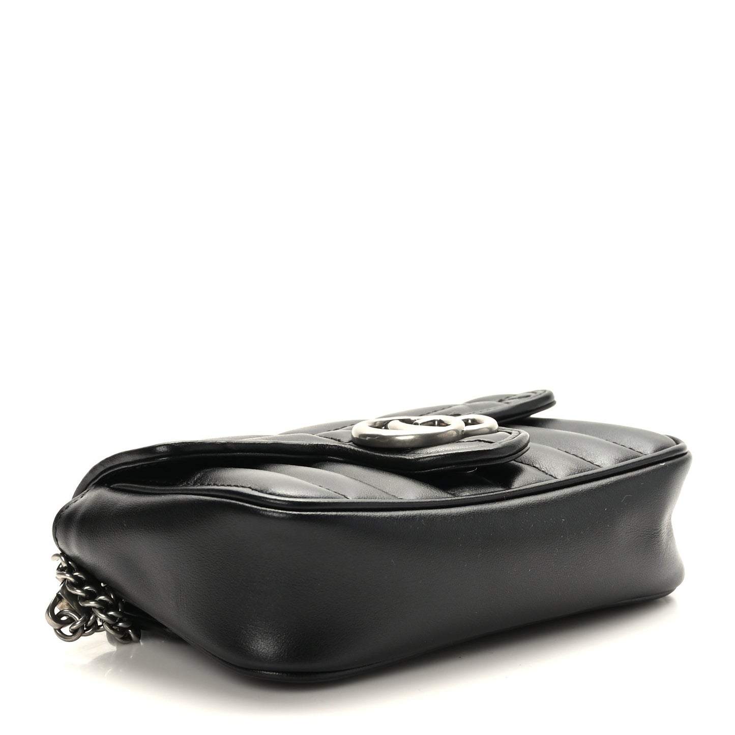Calfskin Matelasse Aria Super Mini GG Marmont Shoulder Bag Black
